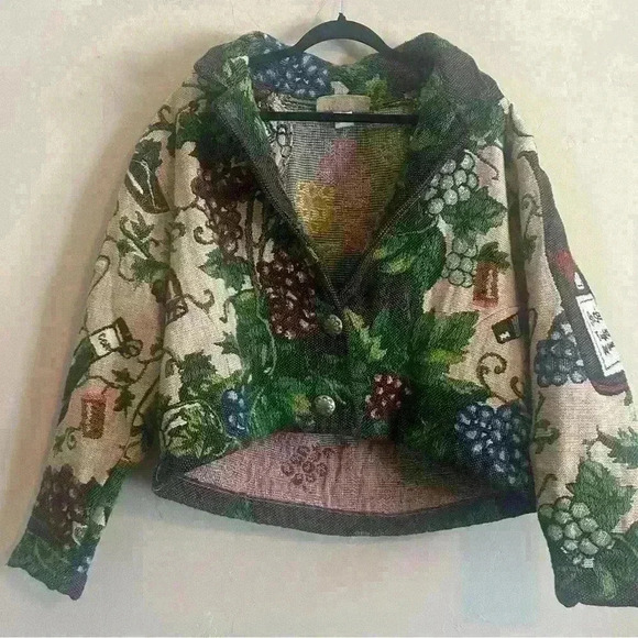 Painted Pony Tapestry Jacket Wine Bottle Grapes Vintage Western Style One Size - Picture 1 of 6